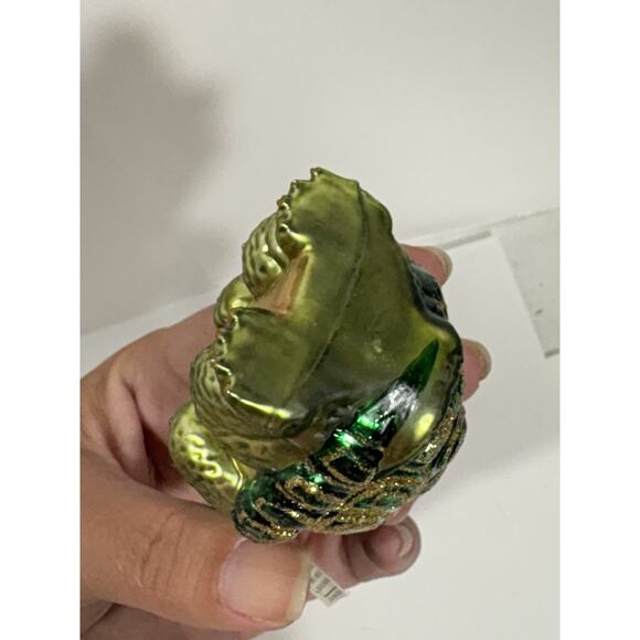 OWC Old World Christmas Blown Glass Top Hat Turtle #12028 sitting reptile W Tag - Picture 5 of 7